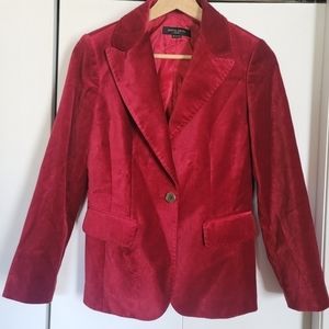 PIERRE Cardin Paris Red Velvet Blazer Size Small